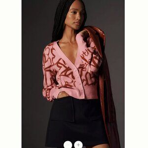 NWT Maeve Pink and Red Heart Cardigan